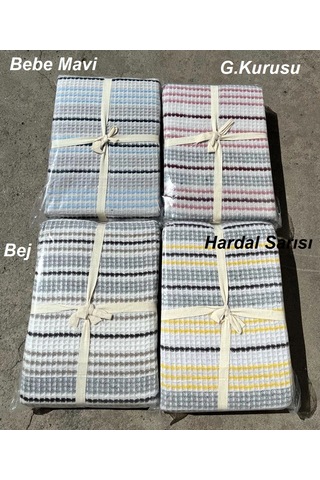 Livdora Serena Pamuklu Battaniye 190x230 - Bebe Mavi Bej