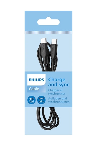 Philips Dlc3532c/00 Usb-c To Usb-c Hızlı Şarj Kablosu, 1 Metre, Siyah