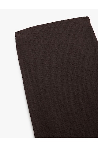 Koton Yüksek Bel Slim Fit Midi Kalem Etek Kahverengi 5sal70021ık Kahve