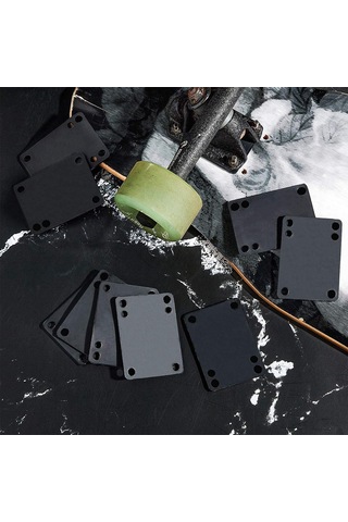 10 Adet 3 Mm Yükseltici Şok Pedleri Kaykay Şok Pedleri Yumuşak Longboard Siyah