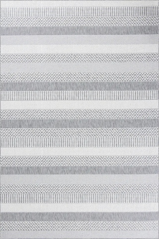 Hoom Rugs Lora 3202 Gri Çizgili Pamuk Taban Hav Toz Vermez Sisal Halı