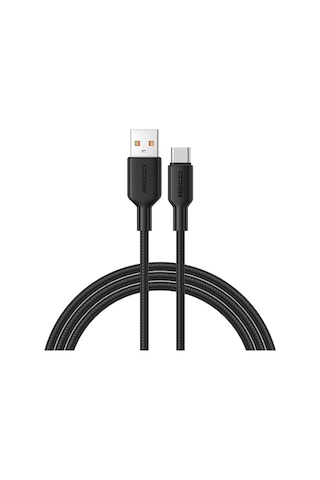 Recci Rs46c Usb-a To Type-c 2.4a Hızlı Şarj Özellikli Data Ve Şarj Kablosu 100w 1.2m Siyah Siyah