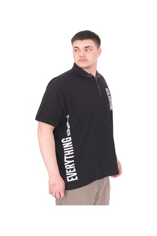 Mode Xl Büyük Beden Erkek T-shirt Polo Yaka Real U25309 Siyah Siyah