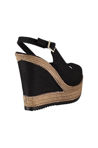 Fox Shoes Siyah Kadın Dolgu Topuklu Ayakkabı 9674070805