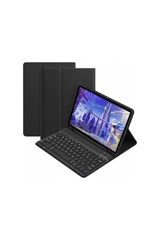 Microcase Xiaomi Poco Pad M1 12.1 İnch Tablet Uyumlu Bluetooth Klavyeli Standlı Kılıf Siyah - Bkk4