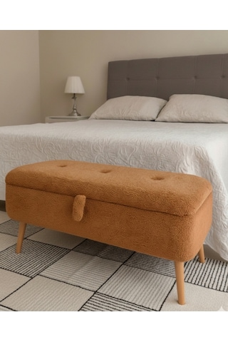 Yatak Önü Sandıklı Puf, Ve Giyinme Odası, Puf Bench, Yatak Ucu, Peluş Kumaş Puf Sandıklı