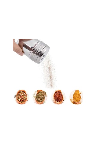Tuz-karabiber-pul Biber Serpici Döner Kapaklı Paslanmaz Çelik 6.5x8.5-6.5x12.5 Cm Lüks 2'li Gümüş
