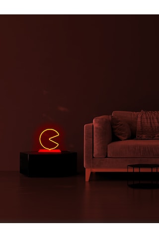 Pac-man Figürlü Kırmızı Neon Gece Lambası Çok Renkli