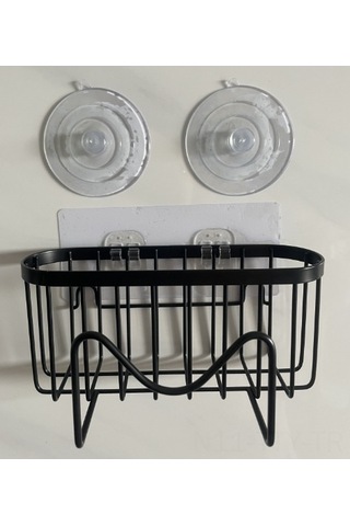 Dianziye Paslanmaz Çelik Lavabo Organizatörü - Su Akışlı Mutfak Gereçleri Depolama Rakı - Sıvı Akışı Sağlayan Evcil Malzeme Tutucu Siyah - 1 Adet İz Olmayan Yapıştırıcı + 1 Çift Süspansiyon Diğer