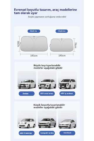 Araç Ön Cam Güneşliği-ön Bölme - Renkli 145 75cm