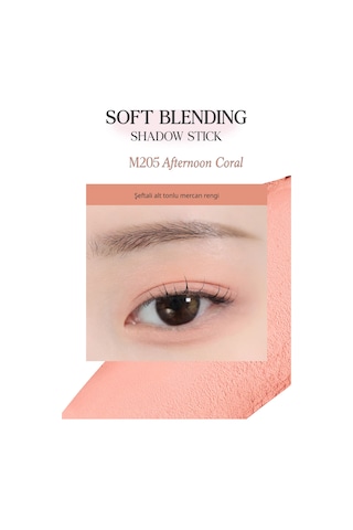 Kremsi, Kolayca Uygulanan Ve Sabitlenen Fırçalı Kalem Far Soft Blending Shadow Stick M205 Afternoon Coral