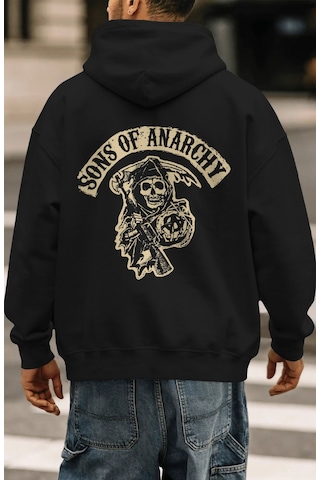 Sevbano Sons Of Anarchy Rock Metal Müzik Grubu Sırt Baskılı Unisex Oversi Siyah