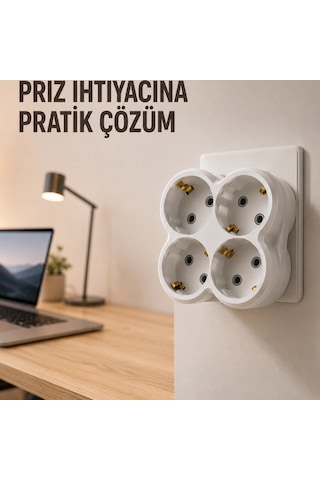 Tek Prizi 4 Lü Yapan Priz Çoğaltıcı Direkt Prize Takılan Kablosuz Çoklayıcı Diğer