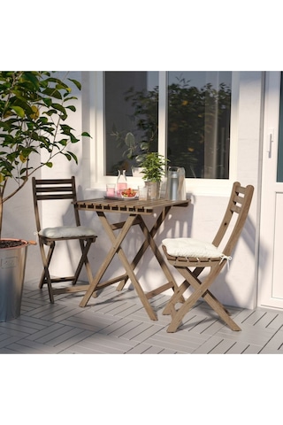 Askholmen Katlanabilir Masa Ve Sandalye Seti, Açık Kahverengi Kahve