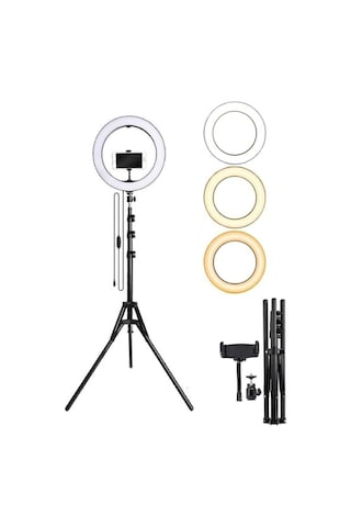 Lrsm Led Işıklı Ring Light Tripod Selfie Makyaj Işığı Youtuber & Kuaför Çekim Işığı