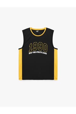 Koton Regular Fit Kolsuz Bisiklet Yaka Baskılı Spor Atlet Siyah 6sam30028nk