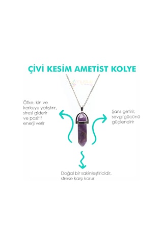 Mystic Energy Doğal Taş Ametist Taşi Ister Kolye Ister Anahtarlık N11.31114 Çok Renkli