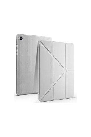 Ennar Apple Uyumlu iPad Air 13 İnç 2024 Üçgen Standlı Kalem Bölmeli Uyku Modlu Tablet Kılıfı+tablet Kalemi Tablet Kılıfı