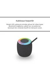 Bluetooth Hoparlör Rgb Işıklı Usb Fm Destekli Radyo D10 Mavi