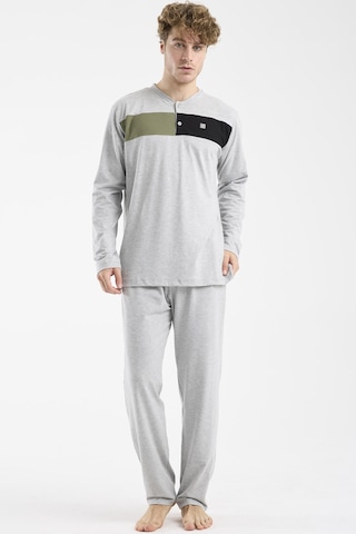 Sementa Blok Detaylı Regular Fit Pijama Takım - Gri Gri