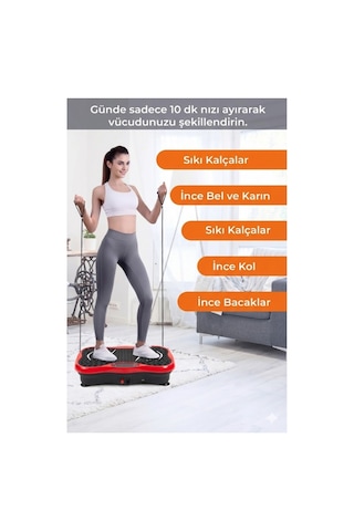 3d 5 Programlı Titreşimli Spor Kondisyon Fitness Egzersiz Aleti Vipration Plate - Kırmızı