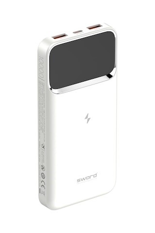 Sword 10.000mah Kablosuz Powerbank 22.5w Pd&qc Hızlı Şarj Type-c+usb+wireless Beyaz Sw-wq11 BEYAZ