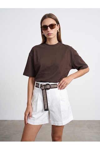 Dilvin 31017 %100 Pamuk Basic T-shirt-koyu Kahve Kahverengi