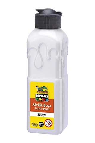 Nova Color Beyaz Akrilik Boya 250 Gr 1 Adet Su Bazlı Akrilik Boyası Hobi Sanatsal Boy Tuval Ahşap Metal