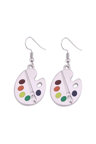 Fırçalarla Boya Paletleri Şeklinde Sarkan Küpeler Tre Çok Renkli