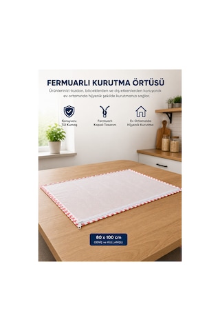 80x100 Cm Fermuarlı Tül Kurutma Örtüsü Toz Ve Böceklere Karşı Koruyucu Hijyenik Kurutma Filesi