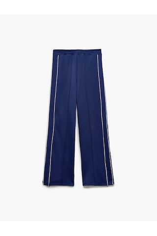Koton Yüksek Bel Geniş Paça Çizgili Scuba Pantolon Lacivert 5sal40097ık Lacivert