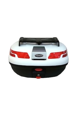 Motosiklet Arka Çanta 45 Litre Sırt Dayama Ve Üst Tabla Full Set Beyaz Beyaz