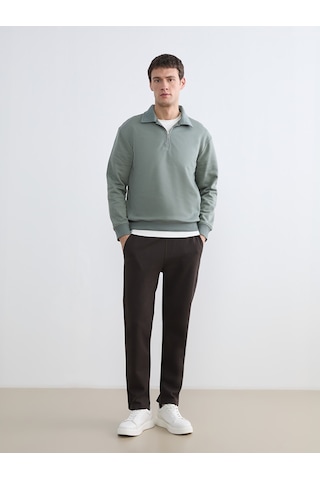 Lcw Vision Mavi Polo Yaka Yarım Fermuarlı Erkek Sweatshirt