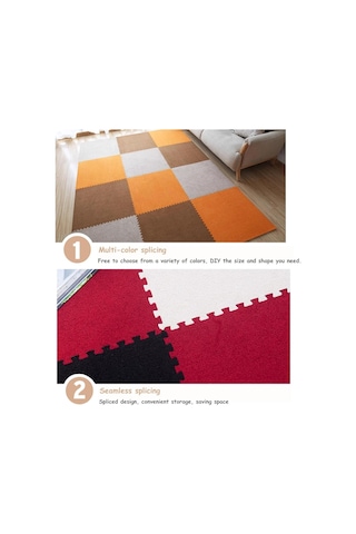 12 Kısa Peluş Köpük Bulmaca Alan Halı, 30 Cm 12x12in , Oyun, Dekor Ve Güvenlik İçin Birbirine Geçen Paspaslar Mavi+beyaz