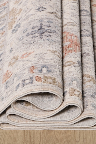 Krem Vintage Çiçek Motifli Makine Halısı - Salon Ve Oturma Odası Halısı Bej
