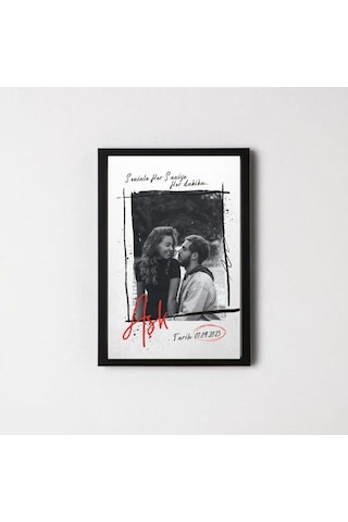 Kişiye Özel Resimli Seninle Hersaniye Aşk Tasarımlı Yapışkanlı Sök Tak Çerçeve 20 X 30