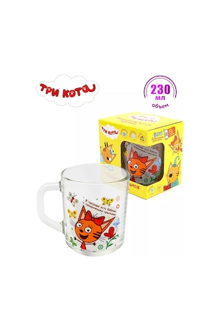 Nd Plej Çocuklar İçin Cam Bardak 230 Ml Üç Kedi İlginç Çocuk Cam Bardak, 230 Ml, Üç Kedi İlgilik Çocuk Cam Kadeh, 2 Gri