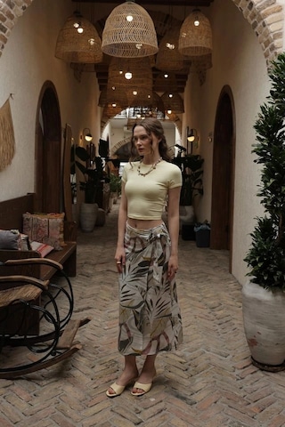 Desenli Viskon Etek - Gri Gri