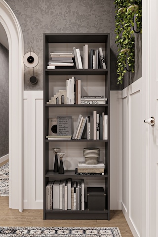 Asra Trend 5 Raflı Kitaplık K002 %100 MDF Modern Ofis Çalışma Odası Dosya Rafı Antrasit Gri
