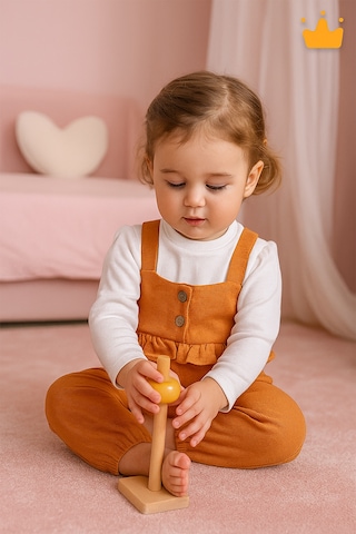 Bayramlık Kız Bebek Çocuk Salopet Badi Takım 2338 Turuncu