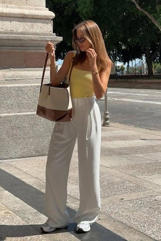 Madmext Sarı Fitilli Görünümlü Askılı Basic Atlet Mg2236 Sarı