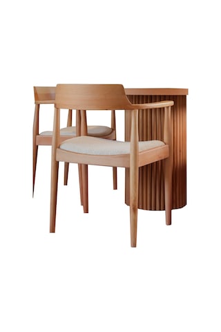 Sardes İskandinav Natural Ahşap Masa Sandalye Takımı 90x90 Natural
