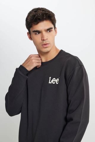 Lee Wrangler Lee Regular Fit Normal Kesim %100 Pamuk Bisiklet Yaka Antrasit Sweatshir 001 Antrasit