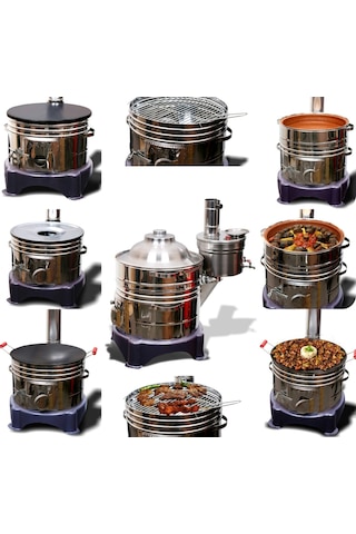 Yaramış 19 Parça Çift Musluklu Semaver - Güveçli - Tandırlı - Saçlı Mangal Seti