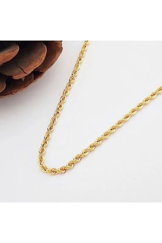 Burgu Halat Erkek Çelik Zincir Kolye 2.5 Mm Altın Renk Çok renkli