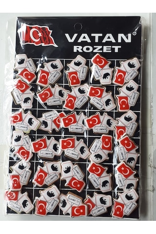 Vatan Atatürk Atatürk İmzası Ve Bayrak 3 Lü Rozet 30 Adetli Pk3