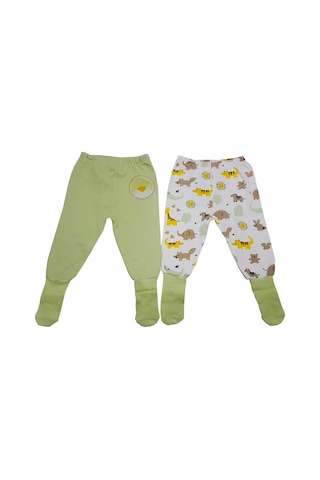 Feyzamavm Unisex Organik Kız-Erkek Bebek Çocuk Yeşil Kendinden Çoraplı Tek