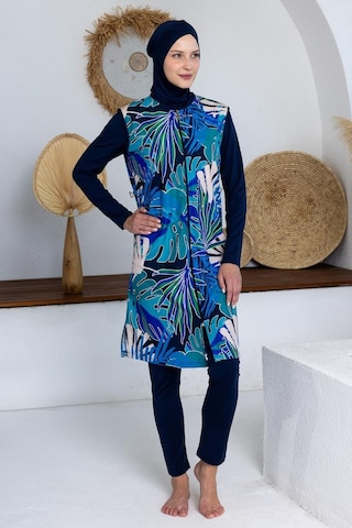 Maresiva 262302 Tewny Jileli Lycra Uzun Kollu Tam Boy Tesettür Mayo Lacivert