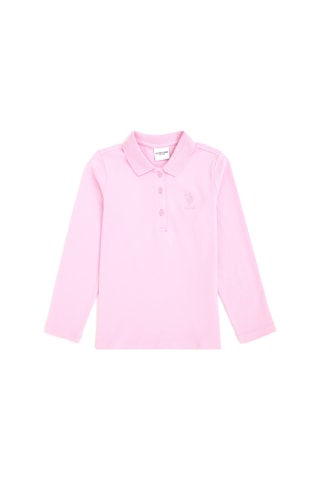 U.S. Polo Assn. Kız Çocuk Pembe Polo Yaka Basic Sweatshirt 50296377-VR041