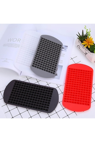 Mufunye Kırmızı 160 Hücreli Silikon Buzluk Kalıbı - 1cm Küçük Kareler, Yemek Grubu, Hızlı Dondurma, Esnek, Yıkama Makinesine Uygun Çok Renkli